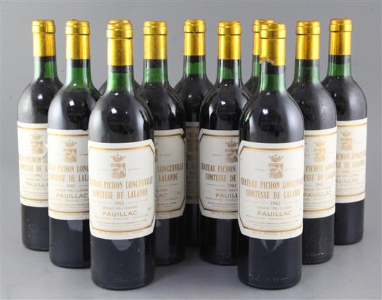 Eleven bottles of Chateau Pichon Longueville Comtesse de Lalande Grand Cru Classe, Pauillac, 1982.